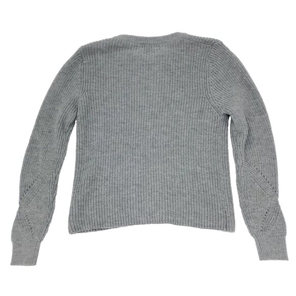 Elodie Knit Sweater Womens Medium Gray Drawstring Pullover Henley V-neck - Picture 6 of 8